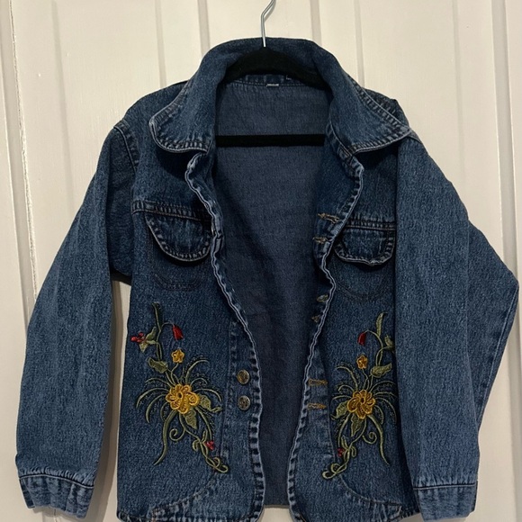 Vintage Embroidered Denim Kids Jacket size 7 - Picture 1 of 3